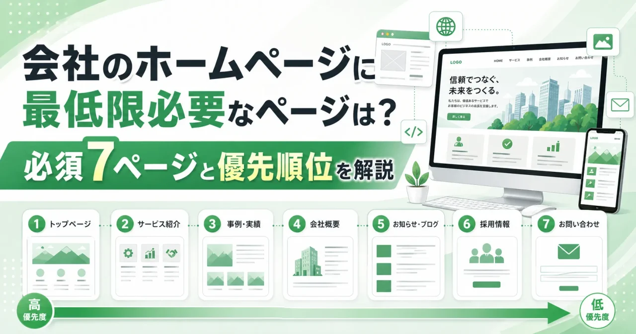会社のホームページに最低限必要なページは？必須7ページと優先順位を解説