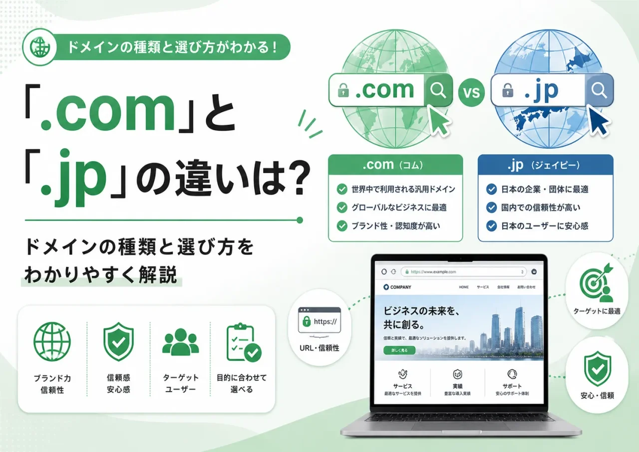 「.com」と「.jp」の違いは？ドメインの種類と選び方をわかりやすく解説
